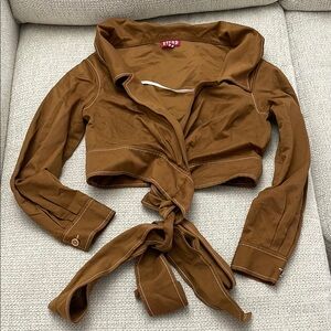 STAUD Brown Tie-Front top